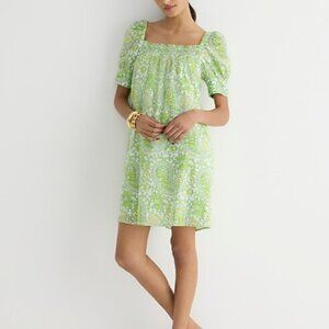 J. Crew Blockprint Yellow and Green Short Sleeve Cotton Dress size M